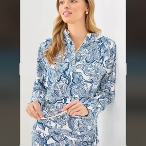 NWT Lilly Pulitzer Chiara Blue and White Hoodie